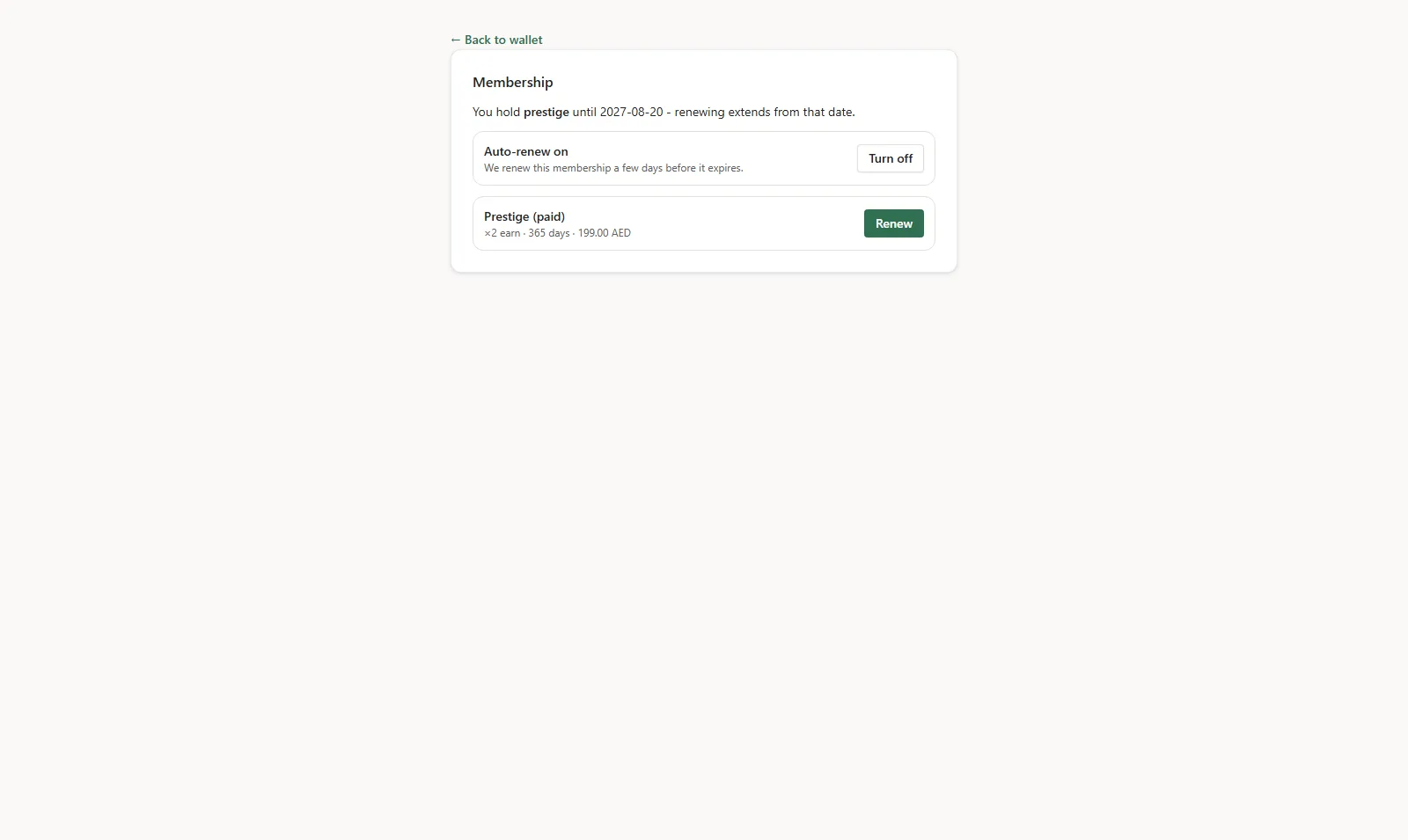 LoyalVerse wallet paid membership tiers with auto-renew